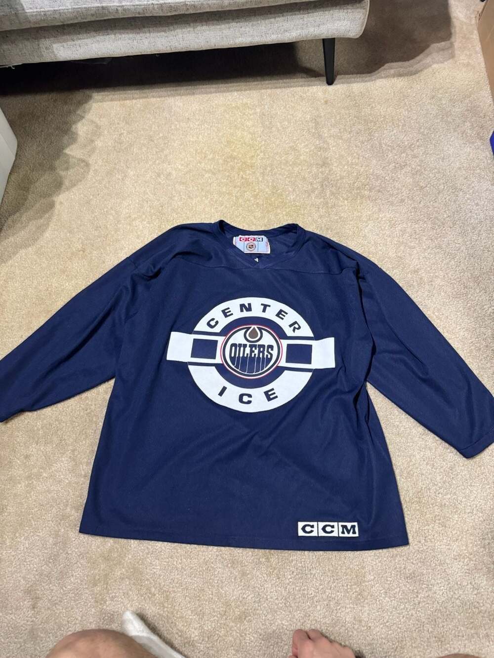 Vintage CCM Edmonton Oilers Center Ice Long Sleeve Shirt Size Large